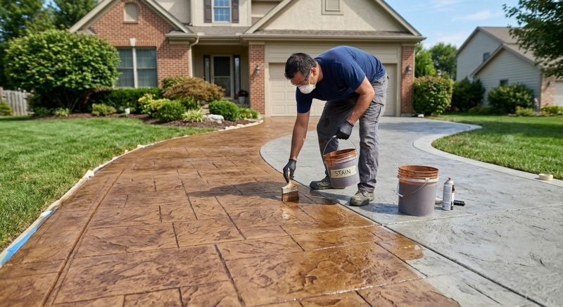 Concrete Driveway Staining in Dallas, TX