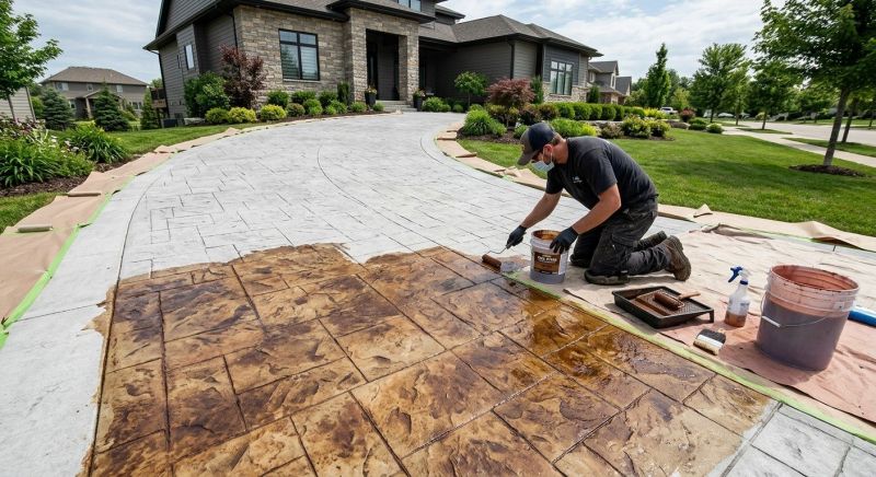 Driveway Concrete Staining in Dallas, TX
